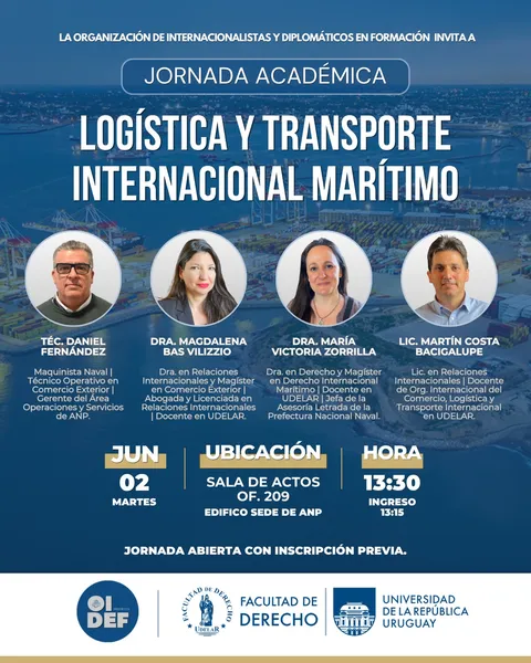 Afiche de la convocatoria: Jornada de Logística y Transporte Internacional Marítimo