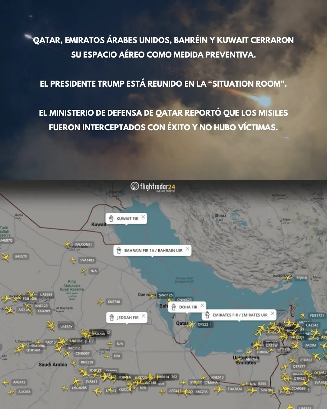 Irán ataca la base de Al Udeid, imagen 2 de 6